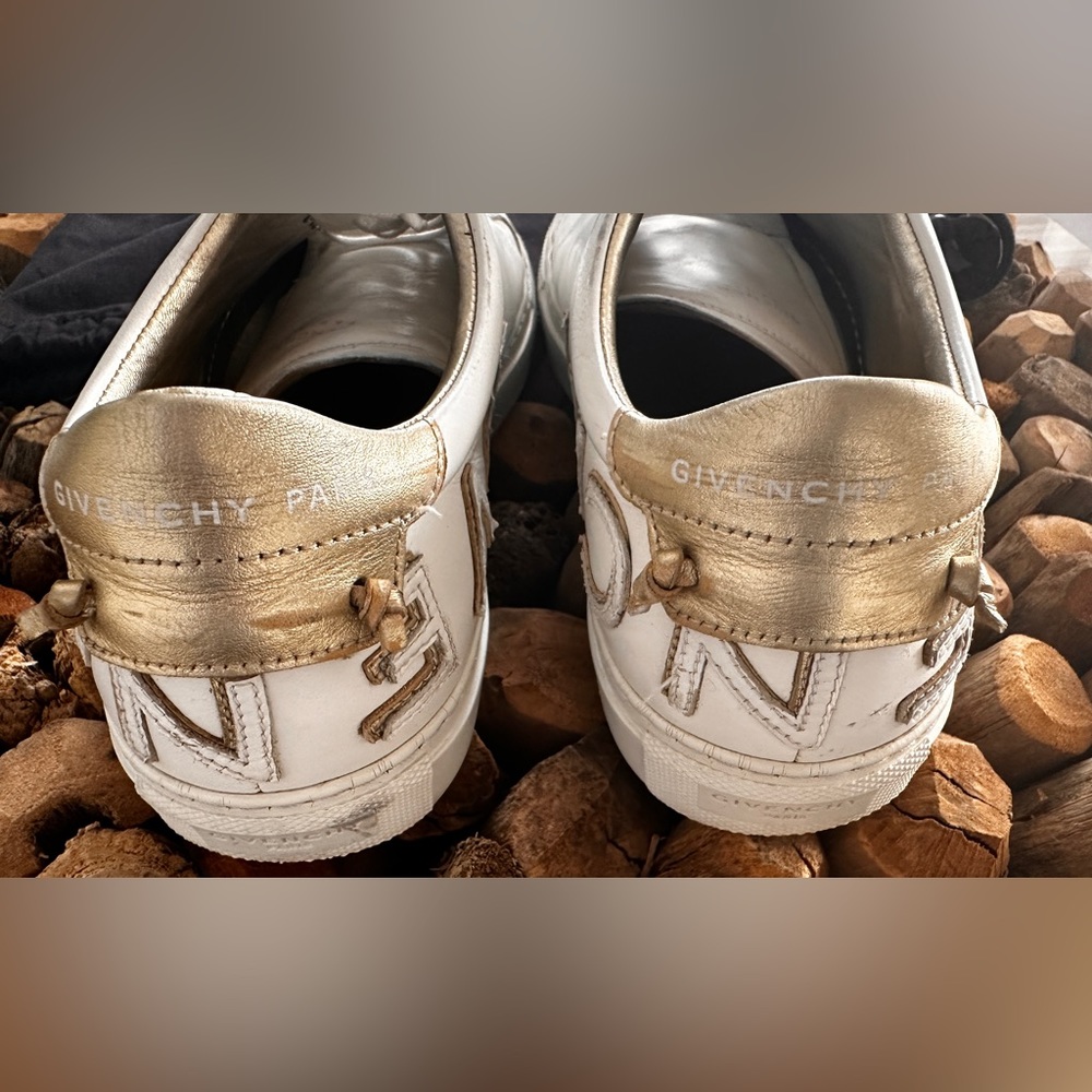 Givenchy Women White and Gold Leather Sneakers Size 40 - Picture 4 of 12